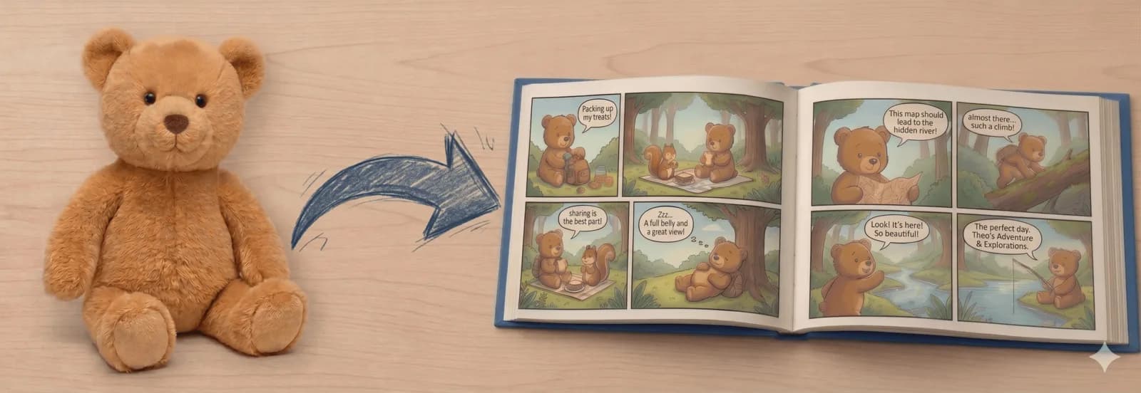 Doudou transformé en livre personnalisé, exemple 1